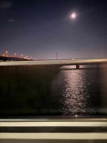 夜景に映る月明かりの海