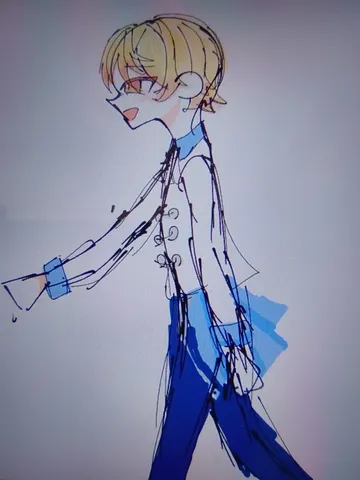 躍動感あふれる線画の美少年