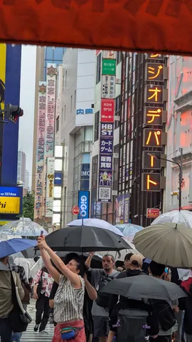 雨粒ときらめくネオンの交差点