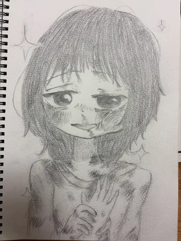繊細な鉛筆のタッチで描かれた少女