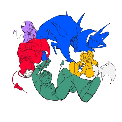 カラフルなキャラクターたちの円