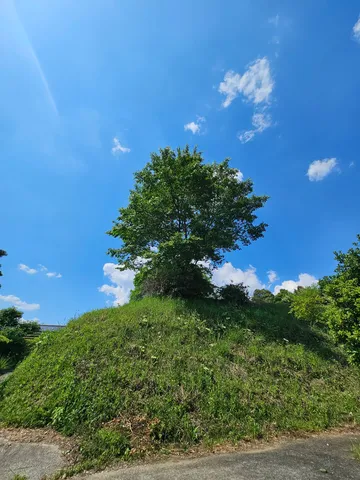 青空にそびえる緑の丘