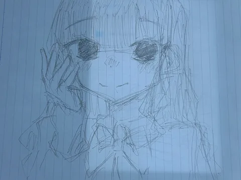 儚げな少女の鉛筆デッサン