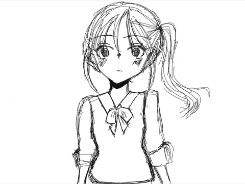 ラフスケッチ風の美少女