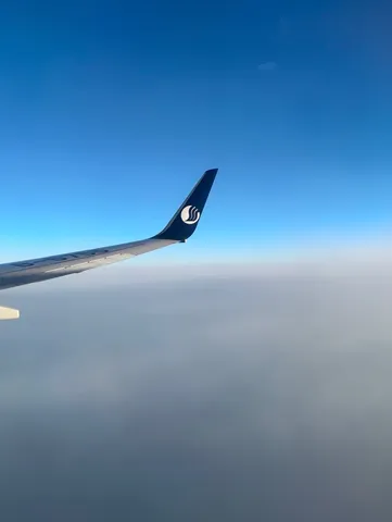 雲の上、青い空と翼