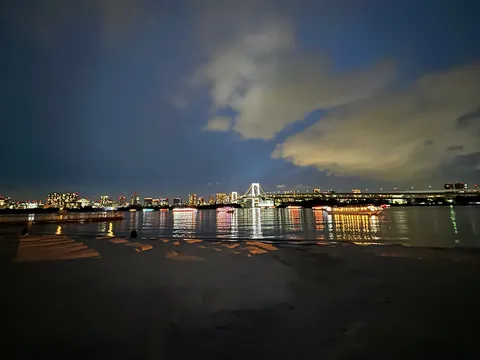 夜景に溶ける水面の光