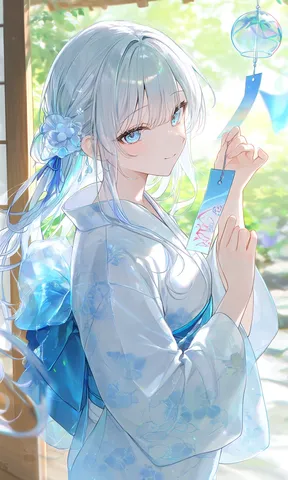 青風と浴衣の夏風景