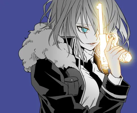 光る銃と蒼い瞳