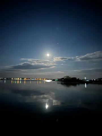 月明かりに照らされた静かな海辺