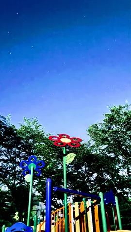 星空と遊具、子供の頃の夢