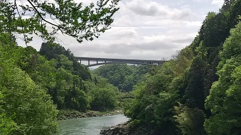 緑深き渓谷と橋