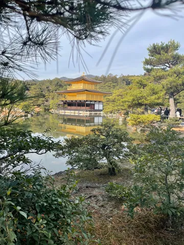 金色の寺院、静寂の水鏡