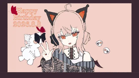2026年、猫耳少女とテディベアの誕生日