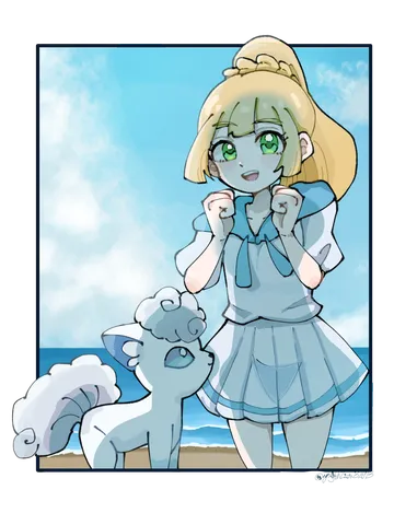 きらめく笑顔と白い仲間