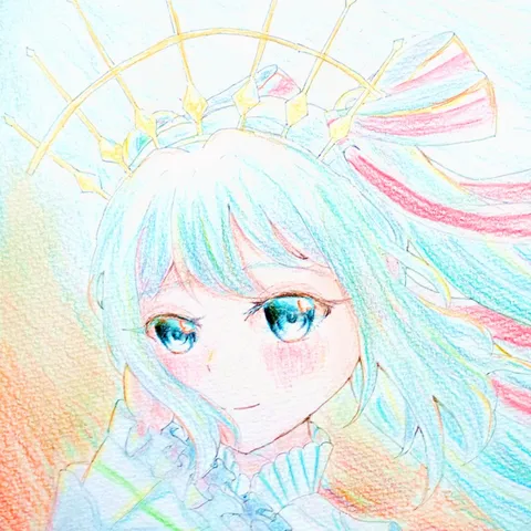水彩色の午後とリボン