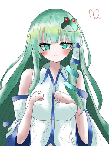 緑髪の微笑みと風