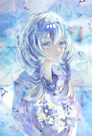 水色の夢幻に佇む少女