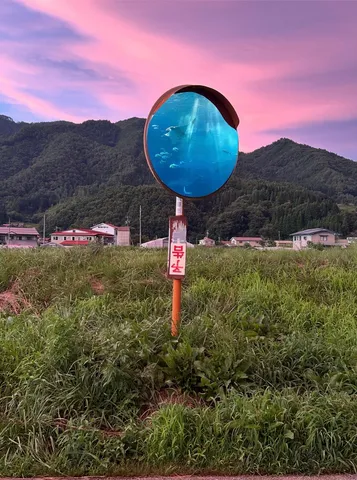鏡に映る幻想的な海中世界