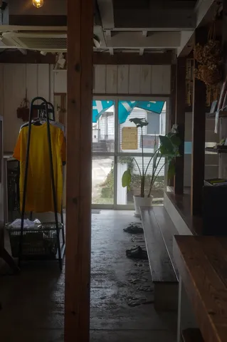 木と光が揺れる店内