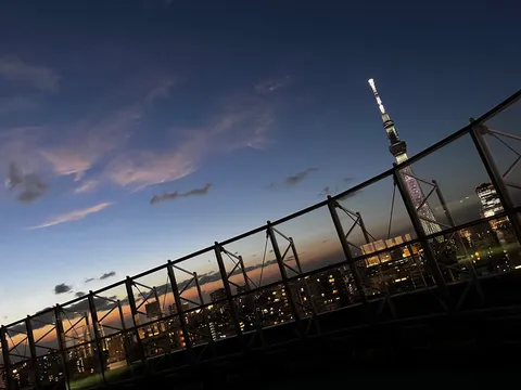 黄昏に煌めく都会の眺望
