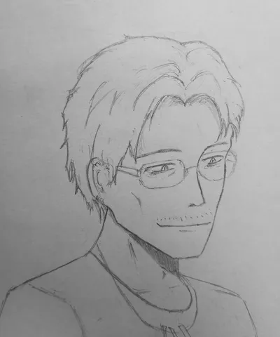 眼鏡と穏やかな笑みの一枚