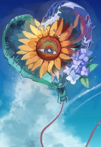 空を漂うひまわりの瞳