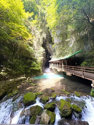 光が導く神秘の洞窟水路