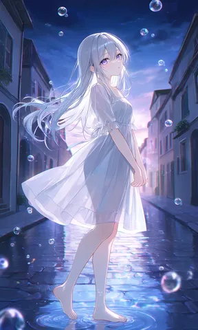 幻想的な夜の水面