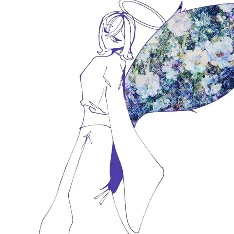 花の羽を広げて