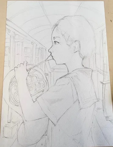 路面電車と少年