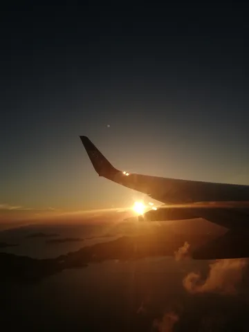 夕陽を背に翼が伸びる瞬間