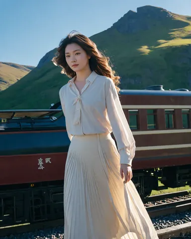 山影と列車の風景