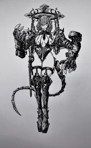 機械と闇を纏う戦士像
