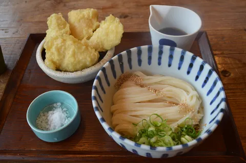 つるつるうどんとサクサク天ぷら