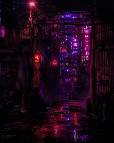 ネオンに濡れる路地裏