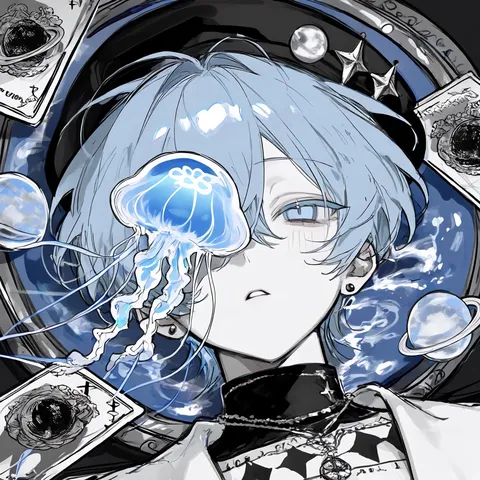 宇宙と海の青い瞬き