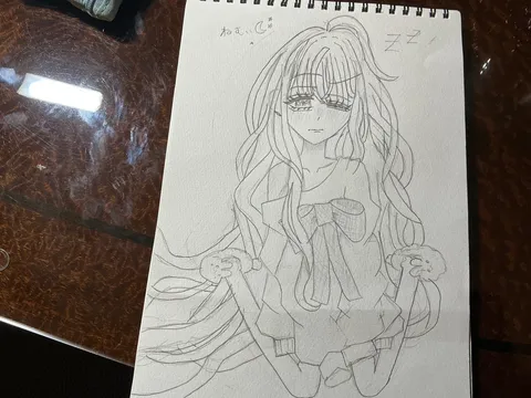眠そうな女の子の落書き