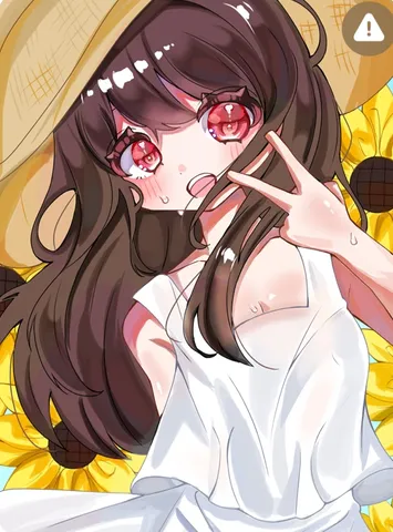 ピースサインと赤い瞳