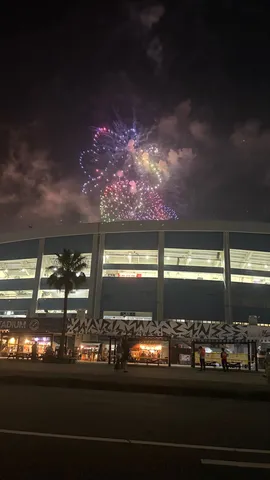 夜空を彩るスタジアムの花火