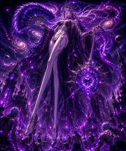 紫宙に立つ幻想の景色