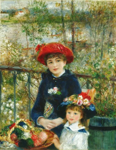 赤い帽子と花の午後