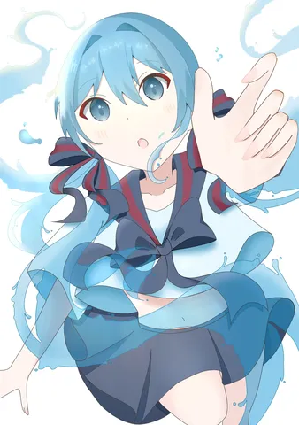 水しぶきに包まれた少女