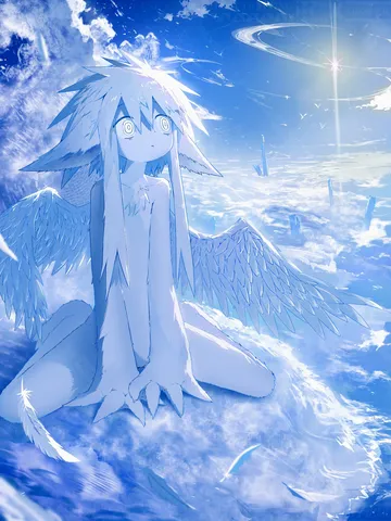 青い翼と雲の天使