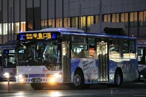夜の帳、バスの灯り