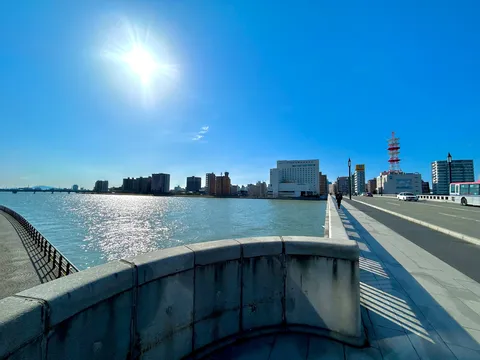 橋上の日常、水辺の風景