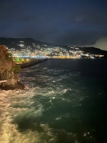 煌めく夜景と躍動する海