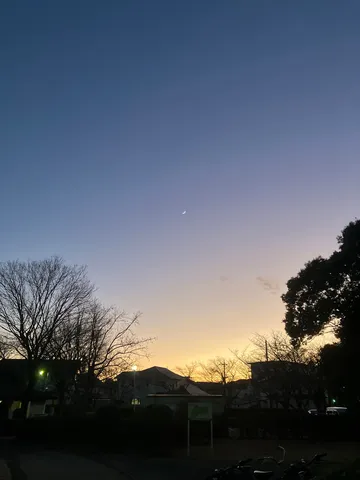 夕暮れに浮かぶ三日月