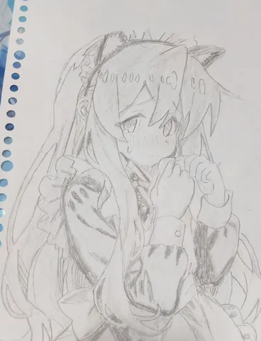 照れ顔が可愛いメイドさんのイラスト