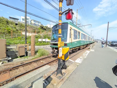 日差しと、緑の電車