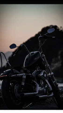 夕暮れを駆ける影のバイク
